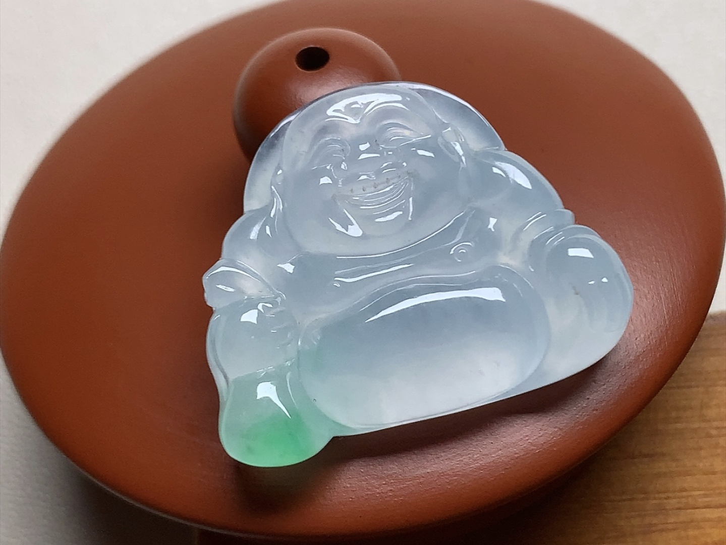 ️ 冰种飘色布袋佛 冰透感十足，起胶感，无裂尺寸22.7*28*3.3