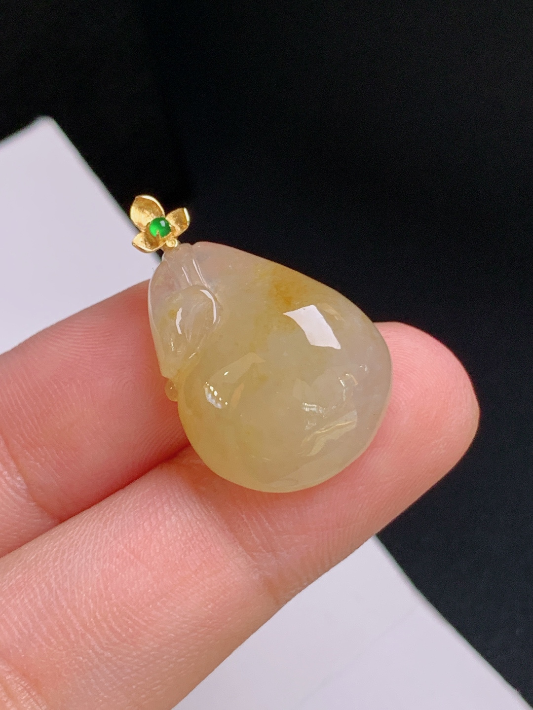 ️ 黄翡钱袋吊坠，黄润明艳，玉质油润，聚财守福 530904