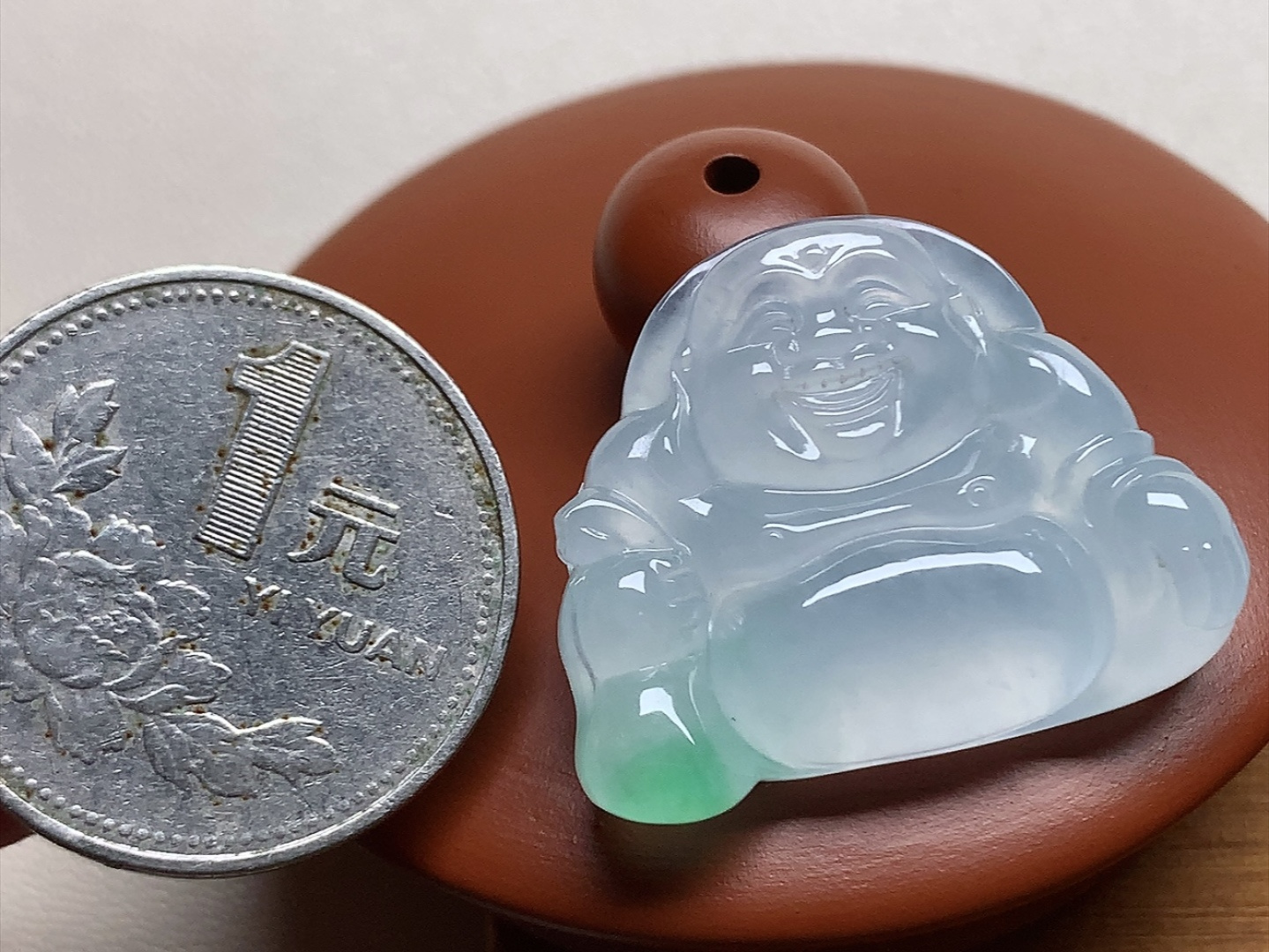 ️ 冰种飘色布袋佛 冰透感十足，起胶感，无裂尺寸22.7*28*3.3