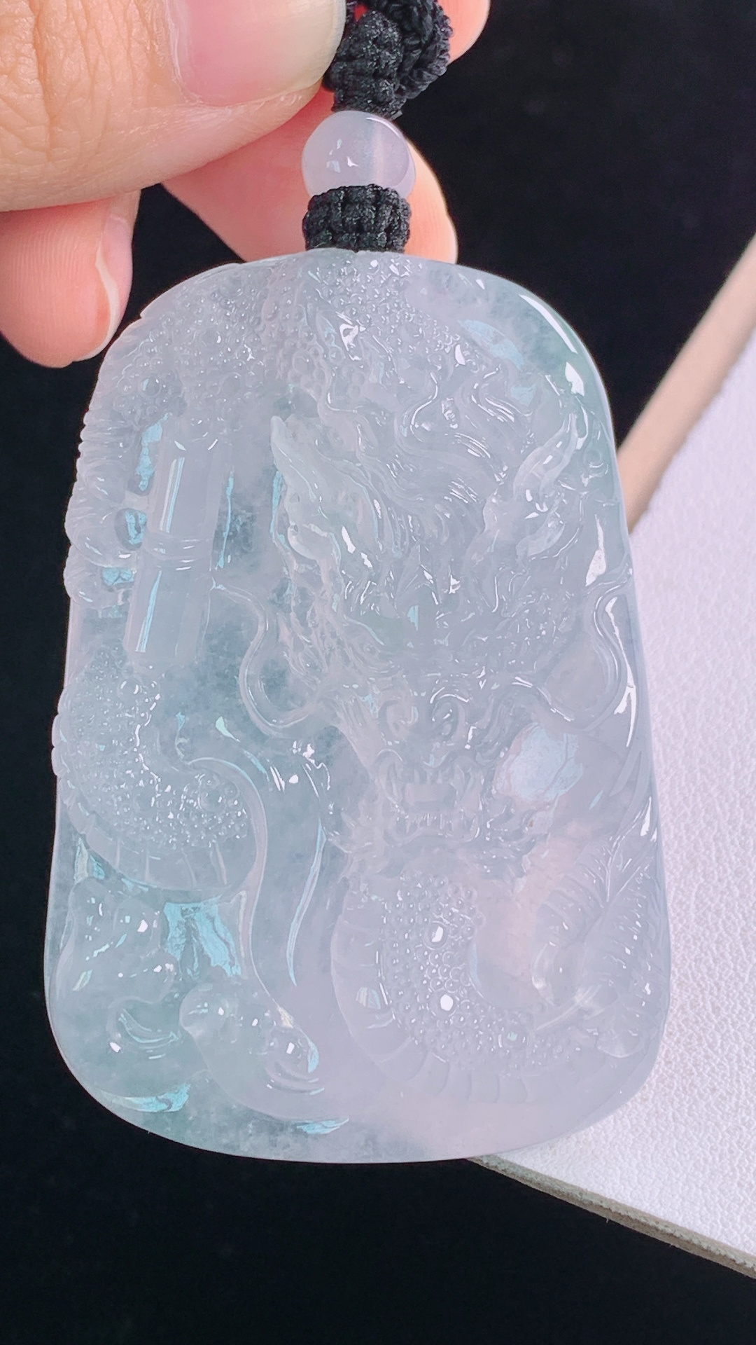 高冰龙牌，种水，雕工精湛，霸气，无裂