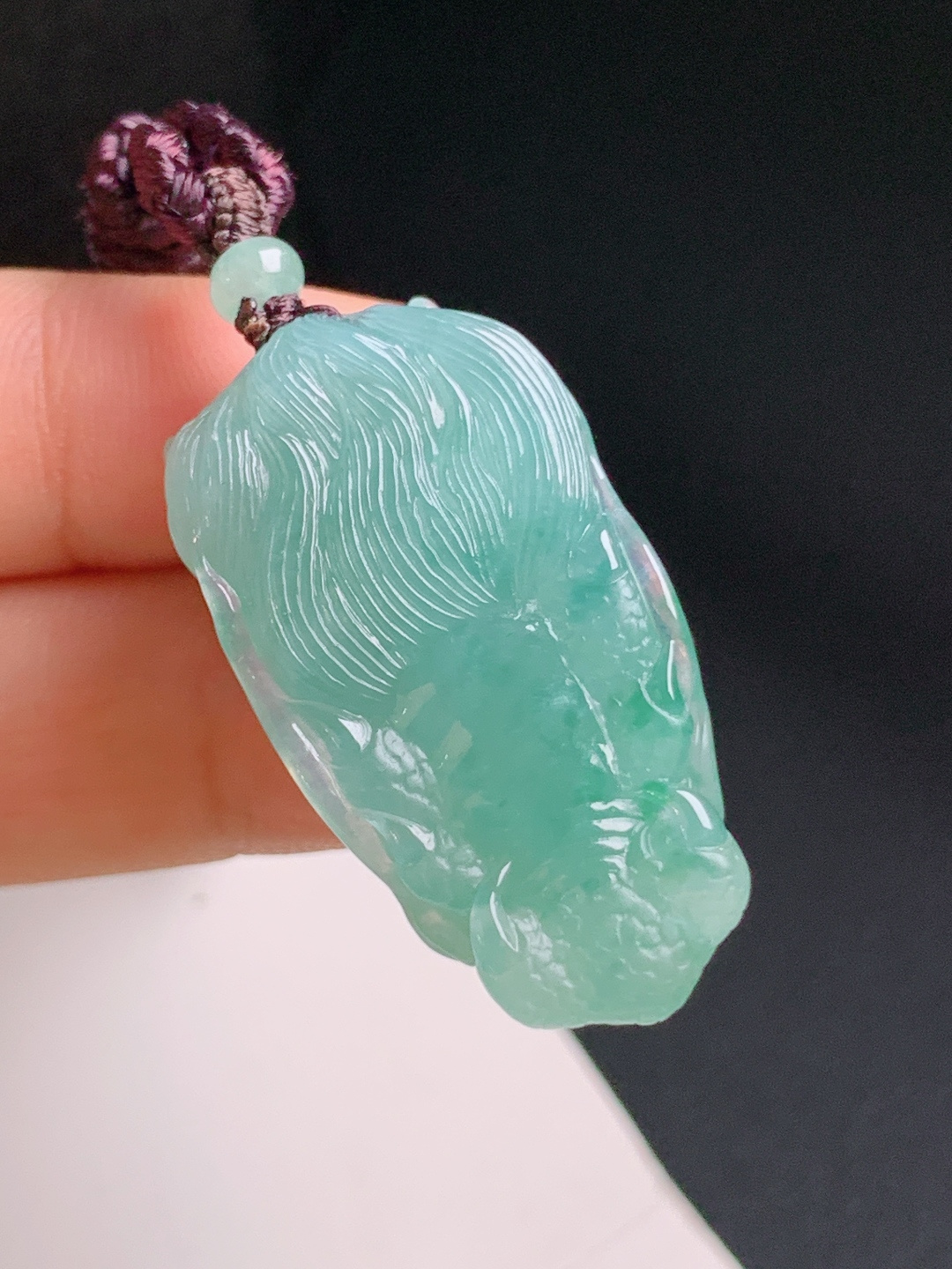 冰种蓝水龙头，冰感十足，雕工立体，招财聚气 18