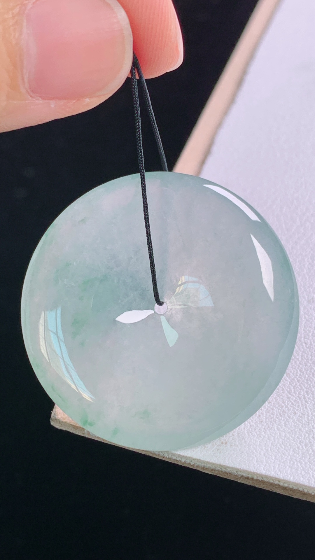 冰飘花平安扣,花色灵动，水润清爽，无裂,尺寸:36.0-6.6mm 7