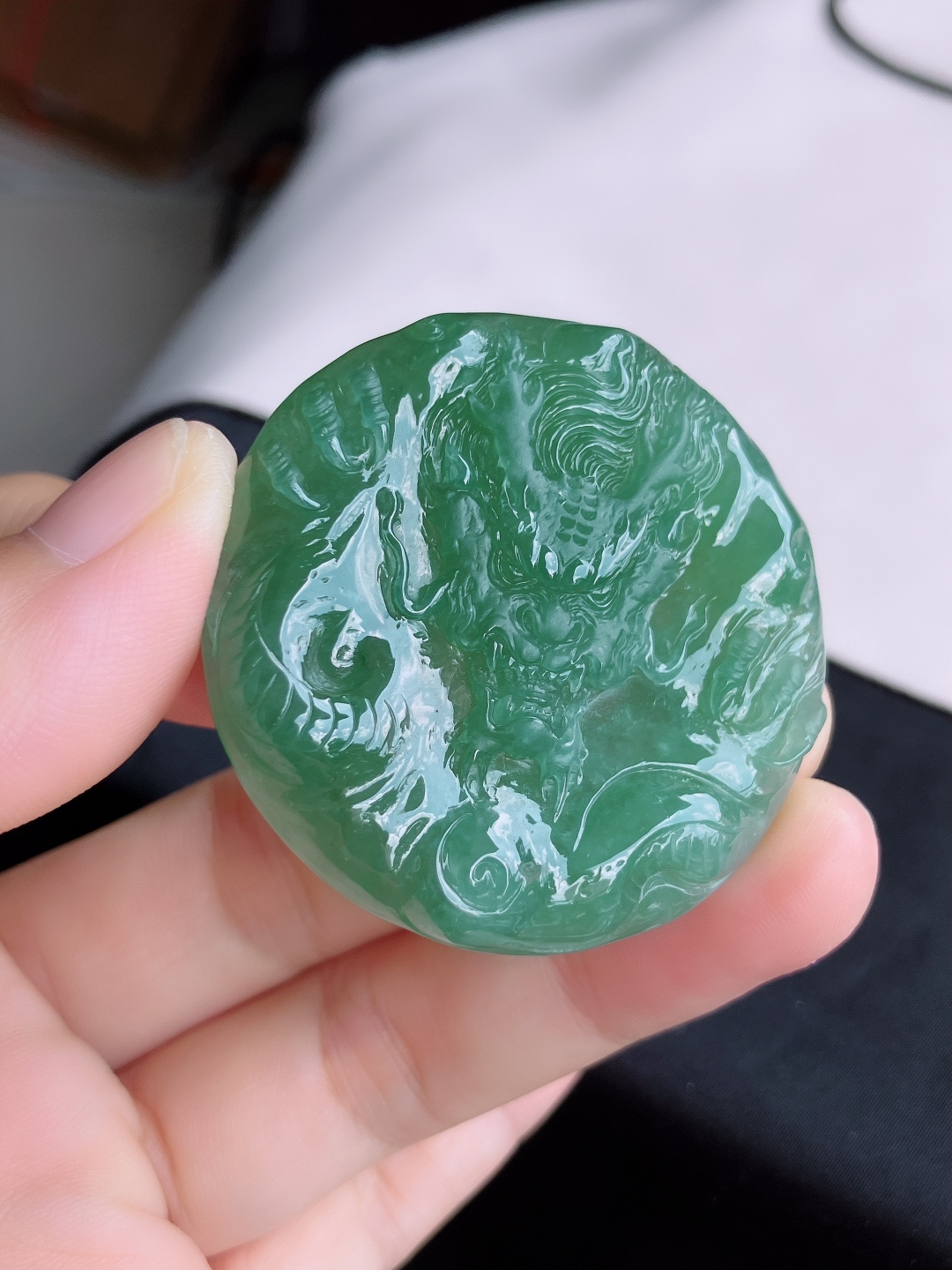 湖水绿龙牌，晶莹剔透，尺寸45.6/7.6/自然光实拍