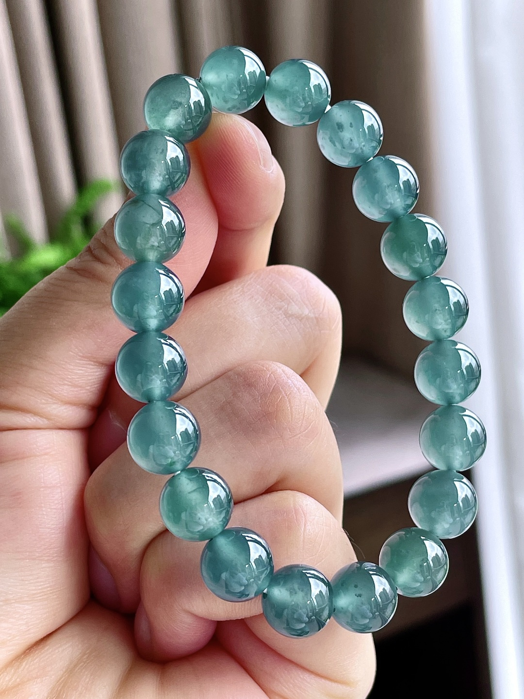 冰种天空蓝手串圆珠珠子手串 性比高 老蓝水