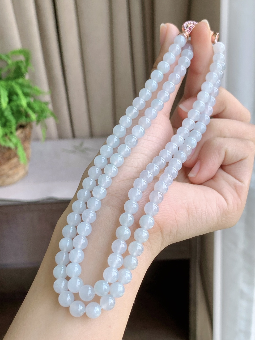 白冰珠链圆珠子珠链 性比高 6mm