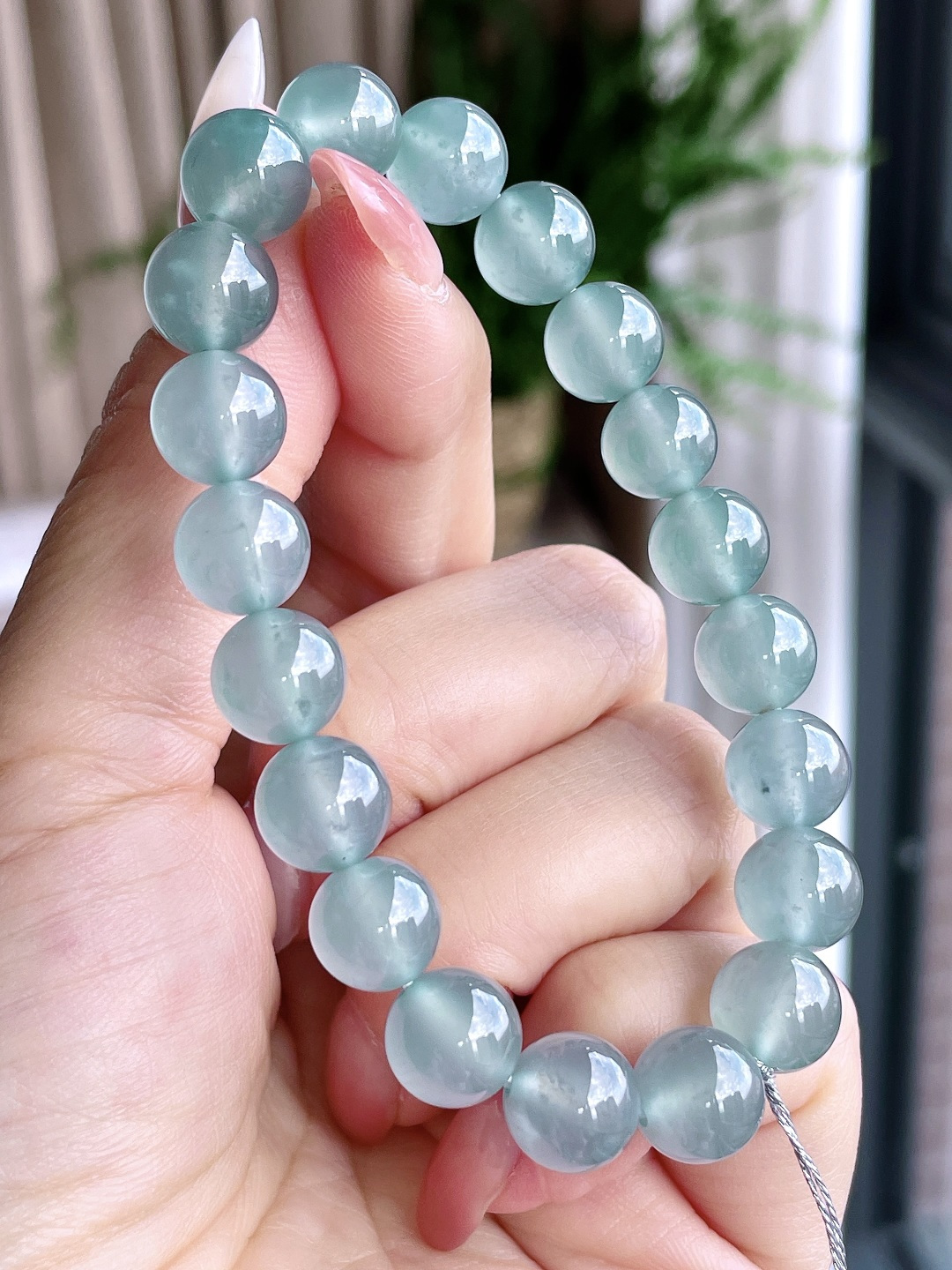 【珠子】冰天空蓝手串圆珠珠子手串【说明】性比高 老蓝水【尺寸】9.7mm【重量】33.3克