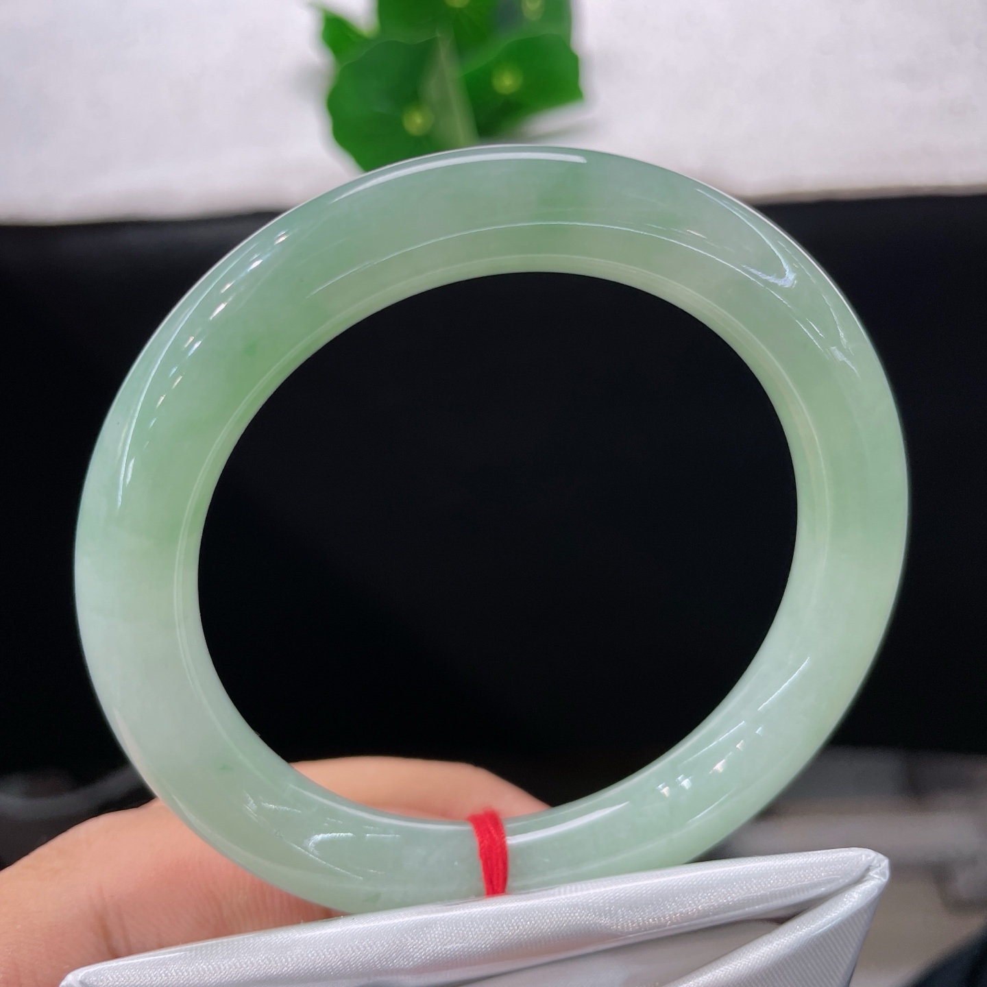 天然翡翠手镯 圈口56.8/9.8，苹果绿圆条57/58正圈可戴，圆条揽浅翠，腕间遇春光，无裂。