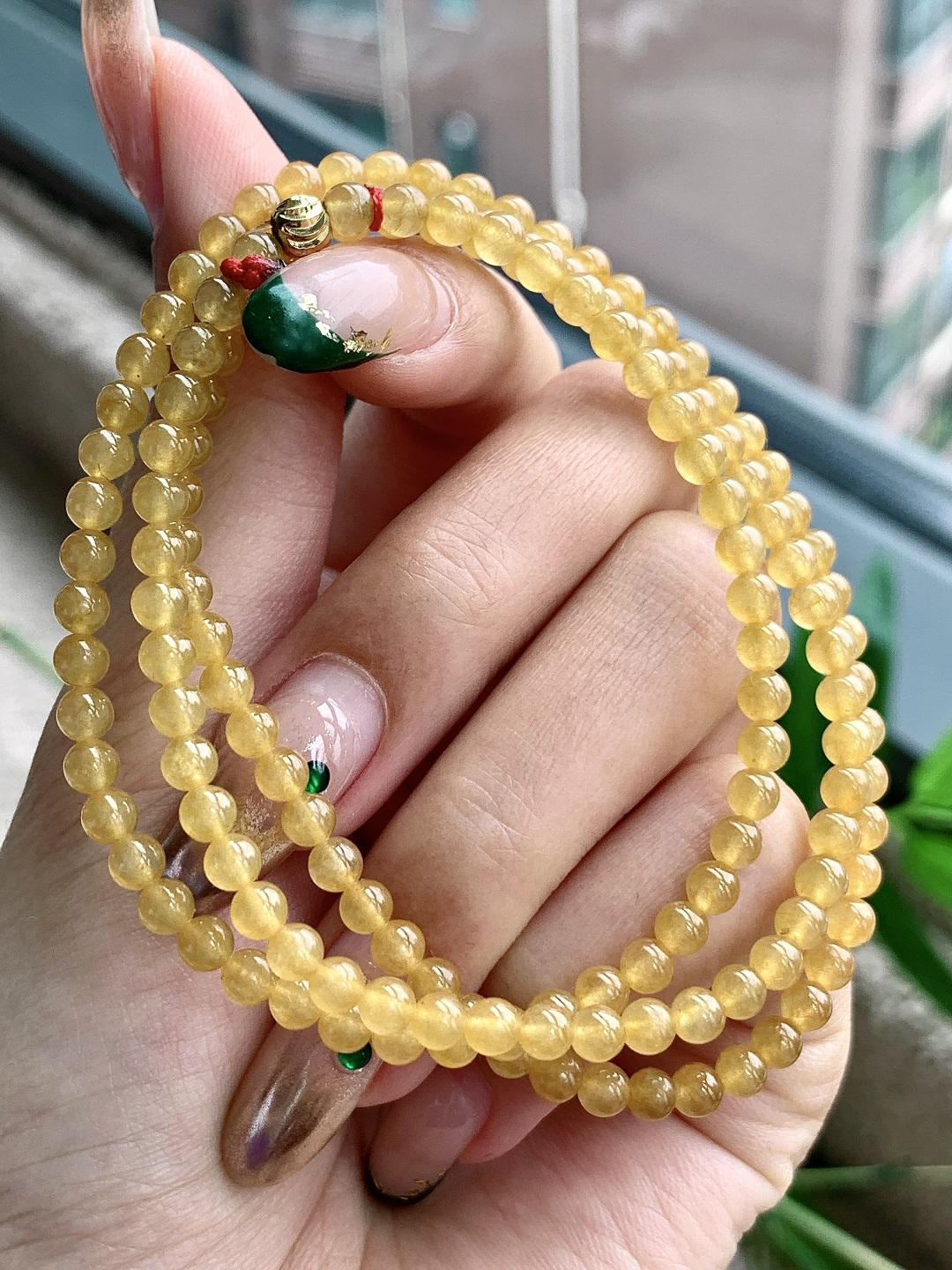 冰黄翡珠链圆珠子珠链 性比高 4mm