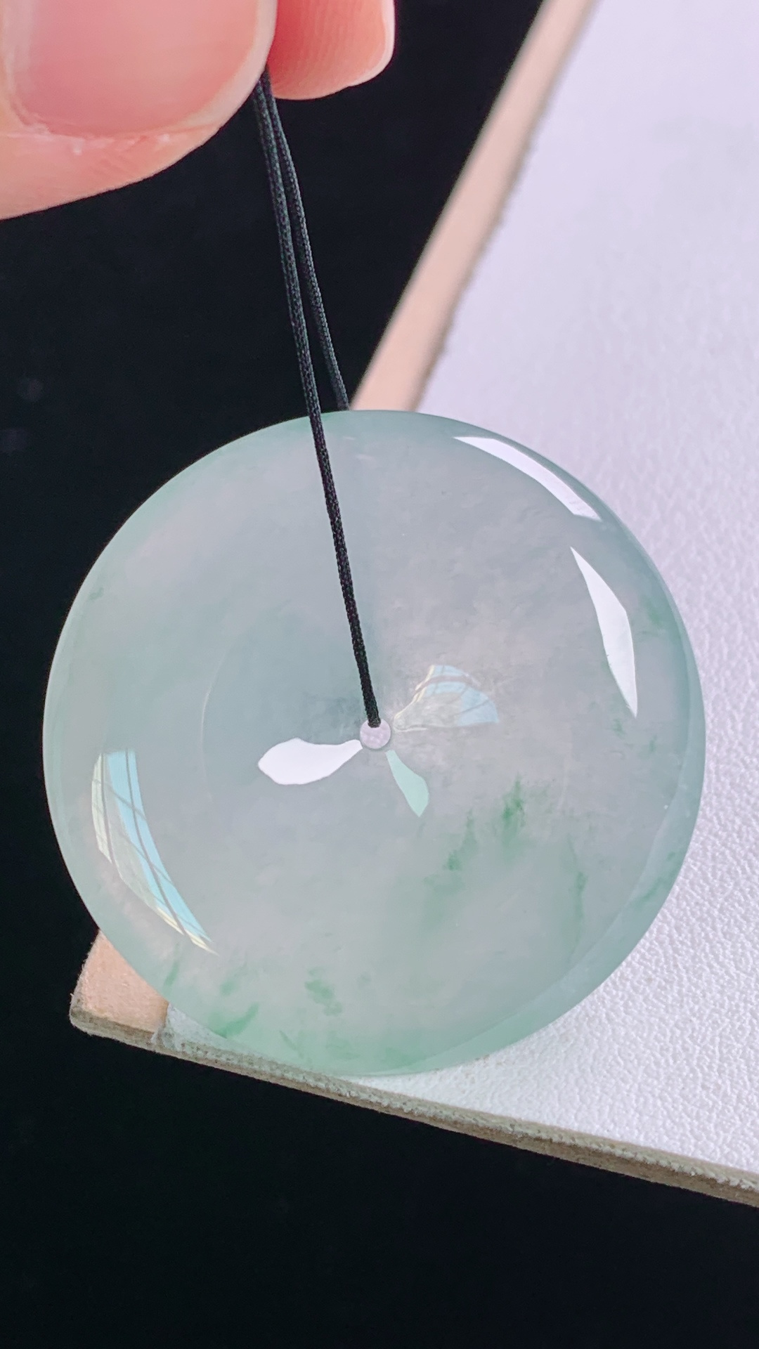 冰飘花平安扣,花色灵动，水润清爽，无裂,尺寸:36.0-6.6mm 7
