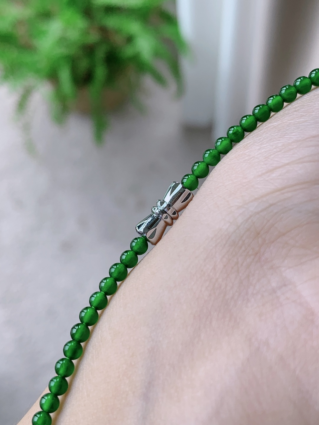 冰辣阳绿珠链小米珠圆珠珠子珠串 性比高 长串 满色 满绿 3mm