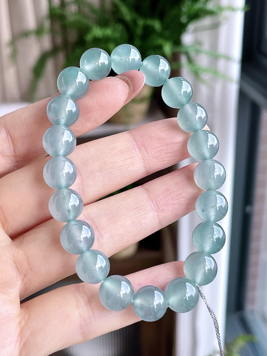 【珠子】冰天空蓝手串圆珠珠子手串【说明】性比高 老蓝水【尺寸】9.7mm【重量】33.3克