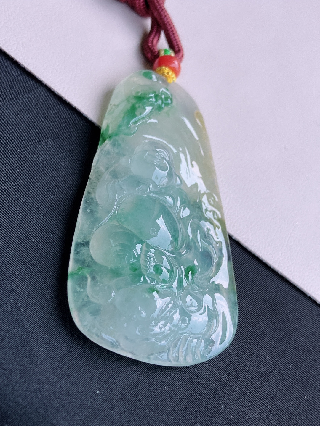 三彩佛牌，晶莹剔透，尺寸73/39/11/自然光实拍