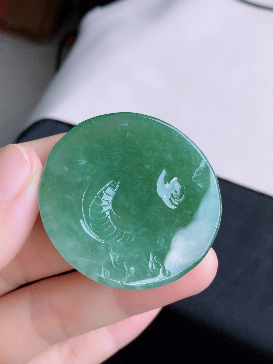 湖水绿龙牌，晶莹剔透，尺寸45.6/7.6/自然光实拍