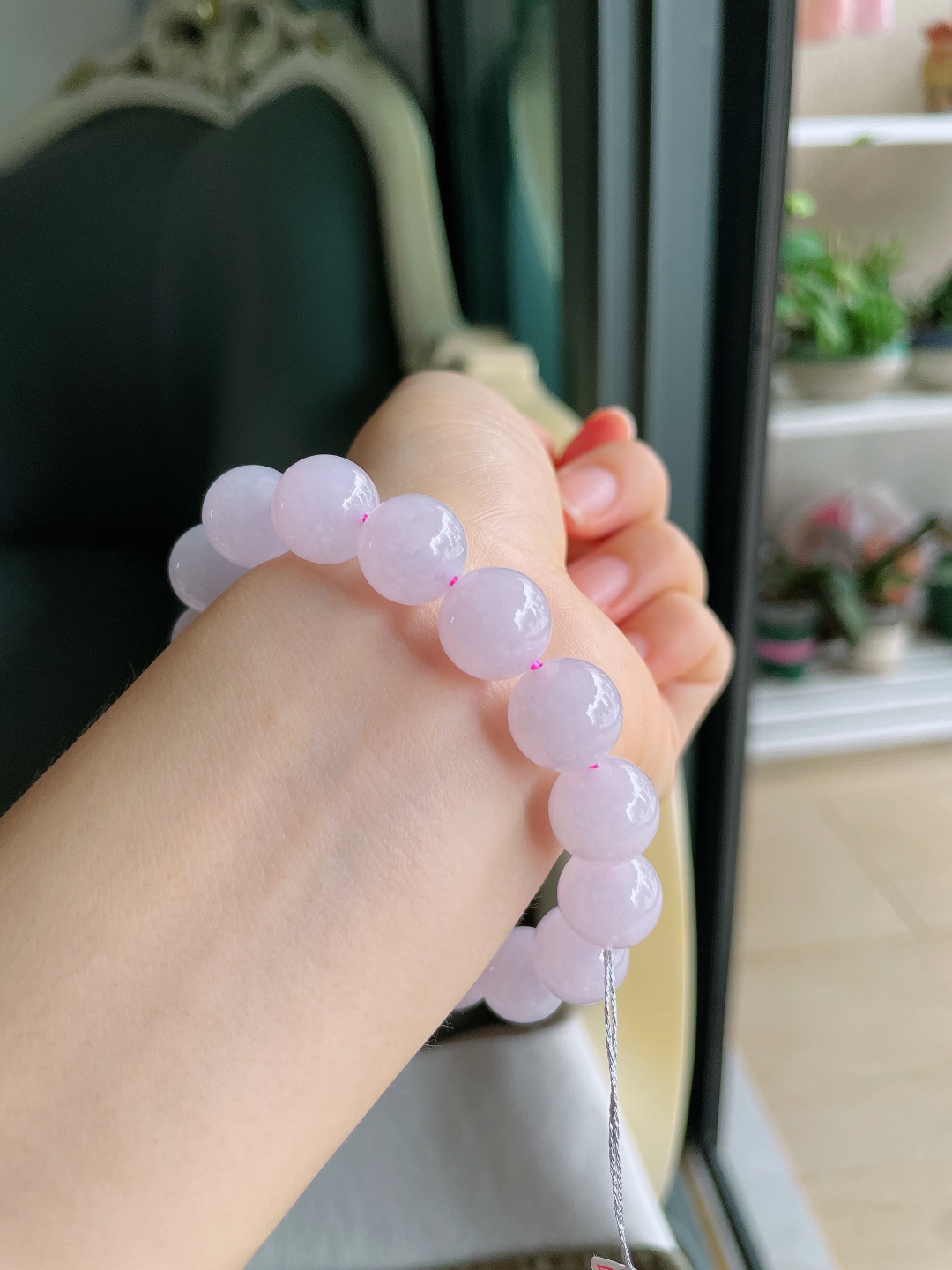 缅甸天然翡翠A货，冰手串，尺寸：12.5mm。【编4396】