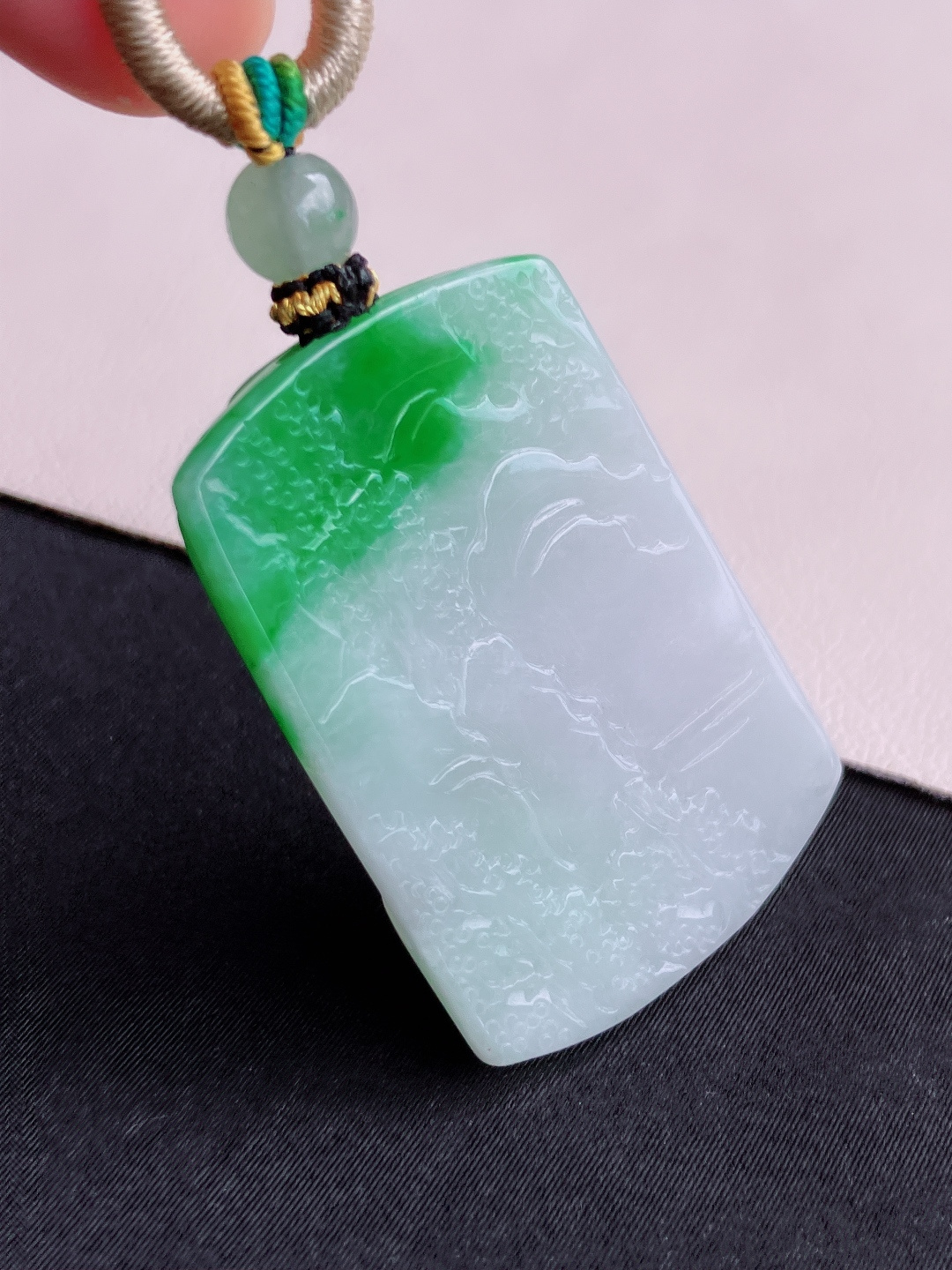 翠绿山水牌，意境美，尺寸41/28/6/自然光实拍