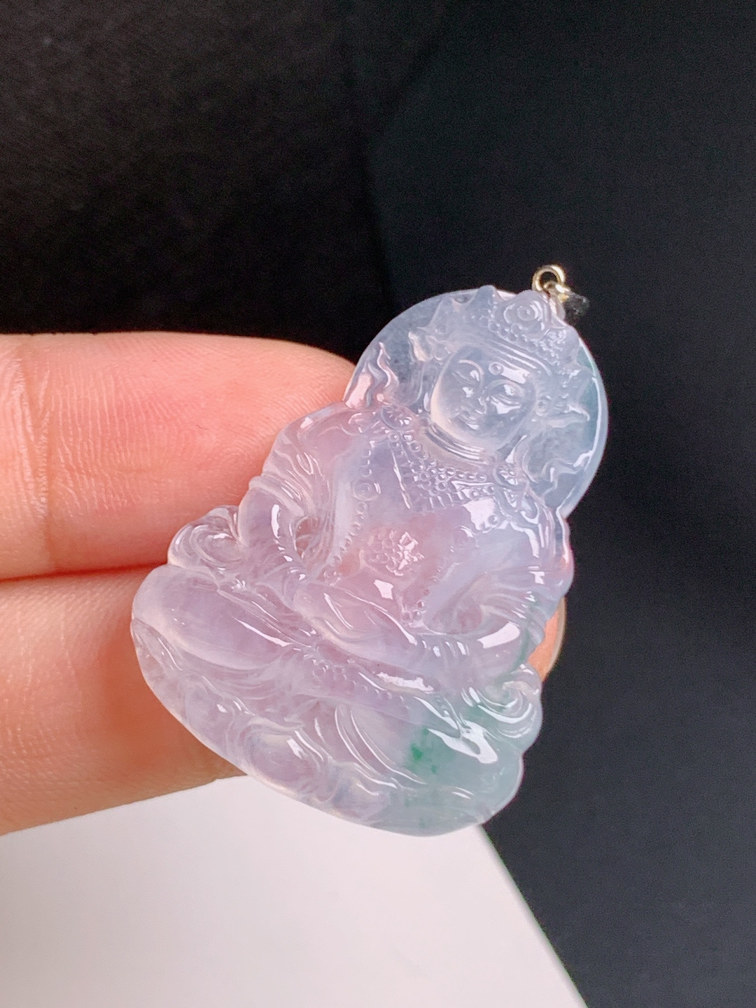 ️ 冰种度母观音吊坠，冰润明媚，雕工细致，吉祥庇佑 裸石34.5-25.3-4.7 整体39 32