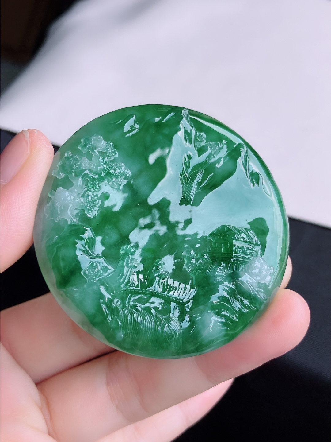 湖水绿山水牌，意境美，尺寸56.3/7.5/自然光实拍