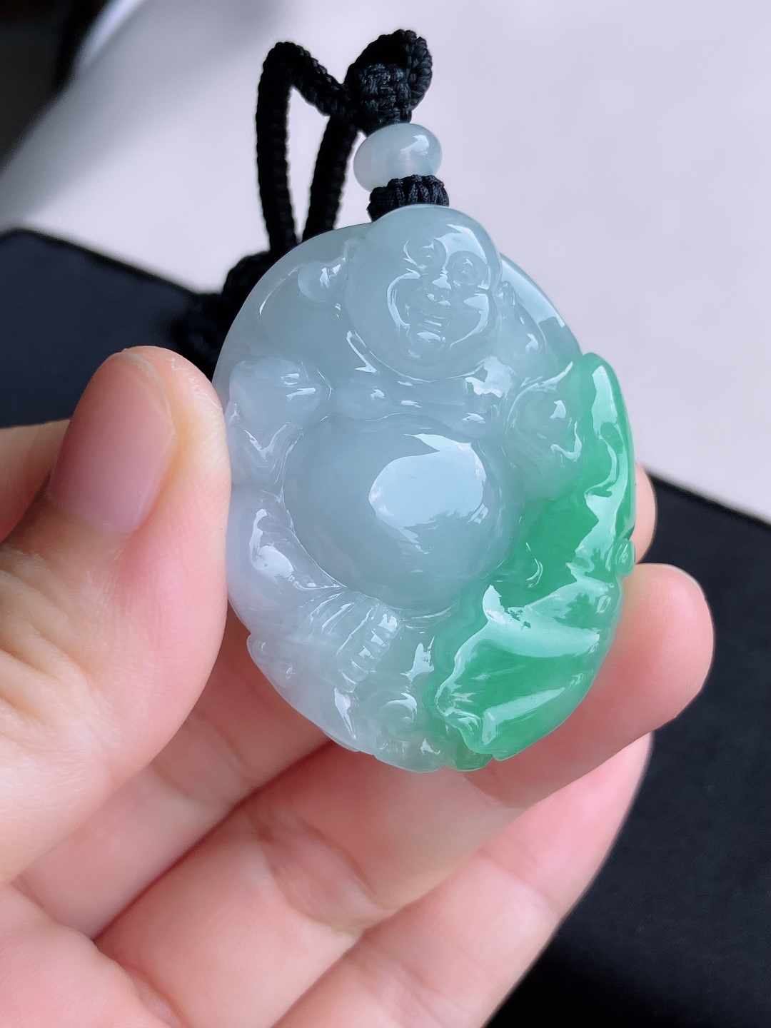 冰飘花布袋佛，饱满大气，自然光实拍