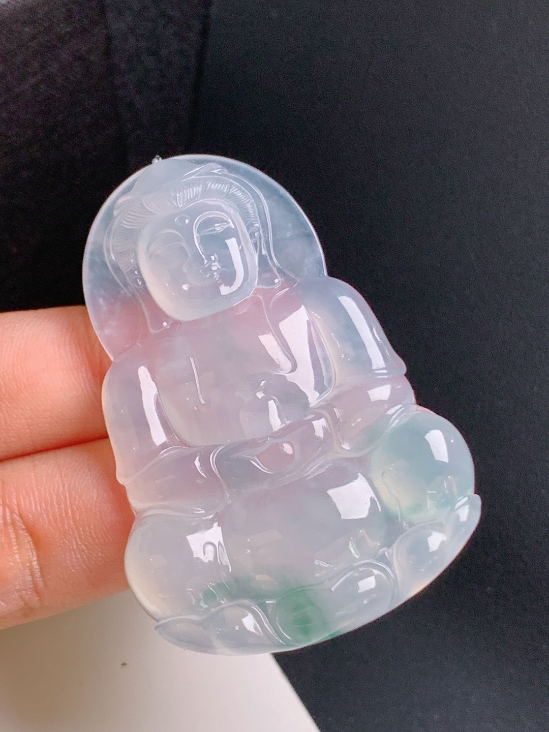 冰种飘花观音，莹润胶感，线条柔和，福运相伴 01