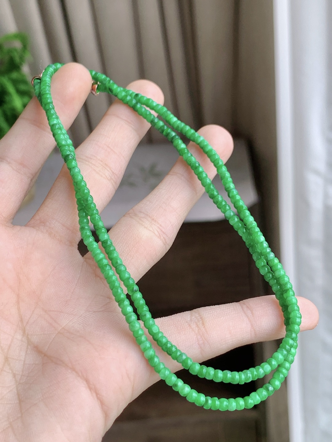 冰阳绿珠链算盘珠子珠链 性比高 2.9-1.8mm