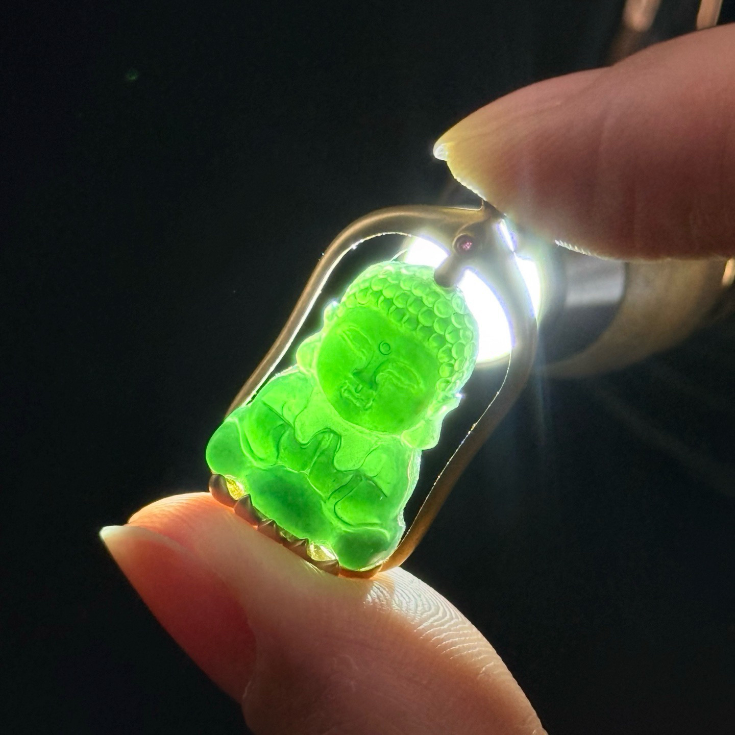 精品18k墨翠宝宝佛 尺寸32.9