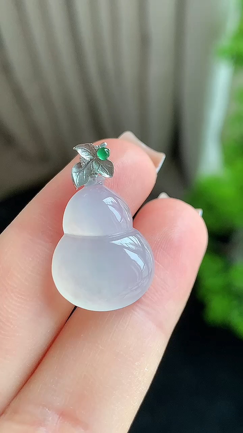 天然翡翠，冰胶葫芦18k金 as95