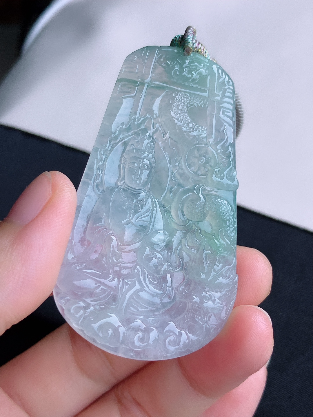 冰透乘龙观音，晶莹剔透，尺寸65.3/37/5.6/自然光实拍