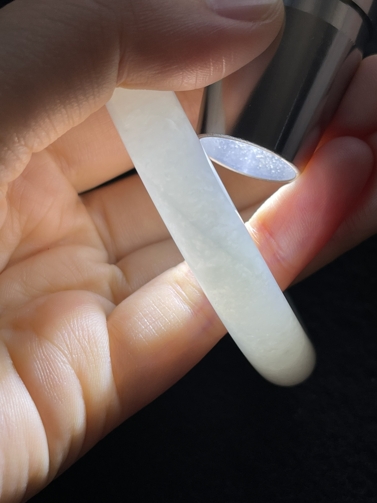 圈口52，冰糯种飘花翡翠圆条手镯9.10