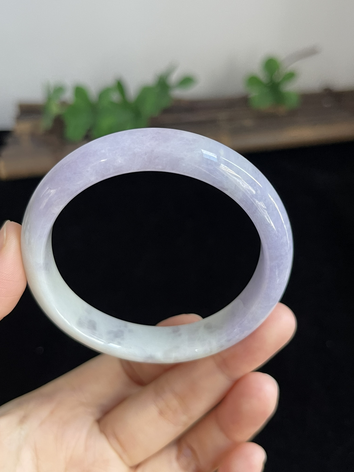 正圈51.6圈口，翡翠淡紫色手镯