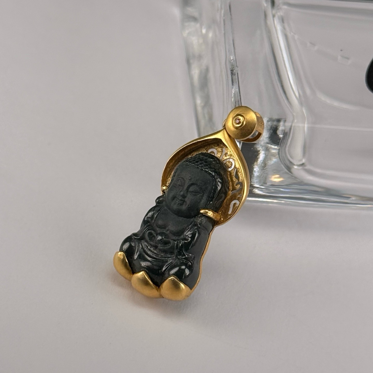 精品18k墨翠宝宝佛  尺寸32.7