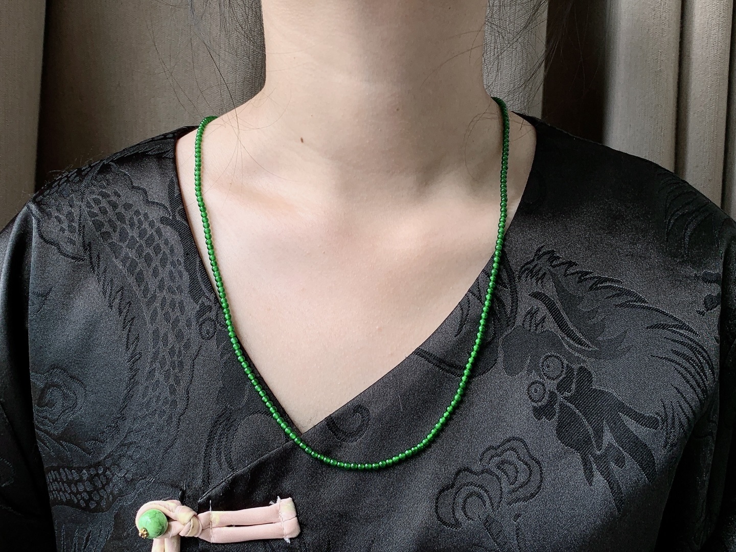 冰辣阳绿珠链小米珠圆珠珠子珠串 性比高 长串 满色 满绿 3mm