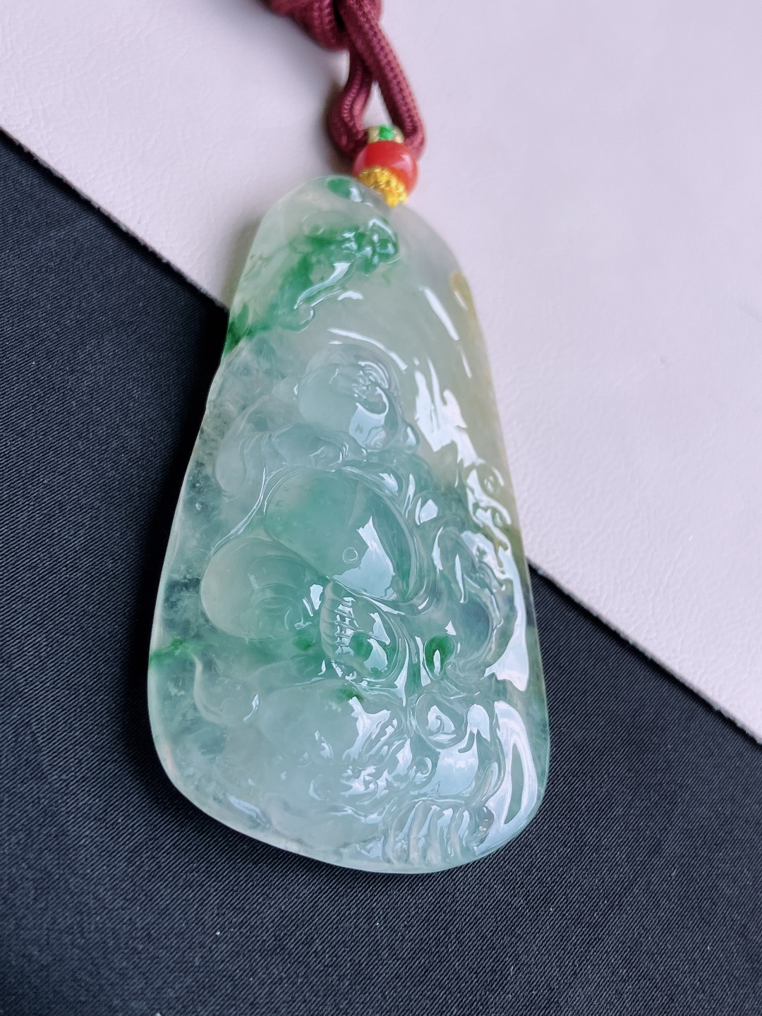 三彩佛牌，晶莹剔透，尺寸73/39/11/自然光实拍