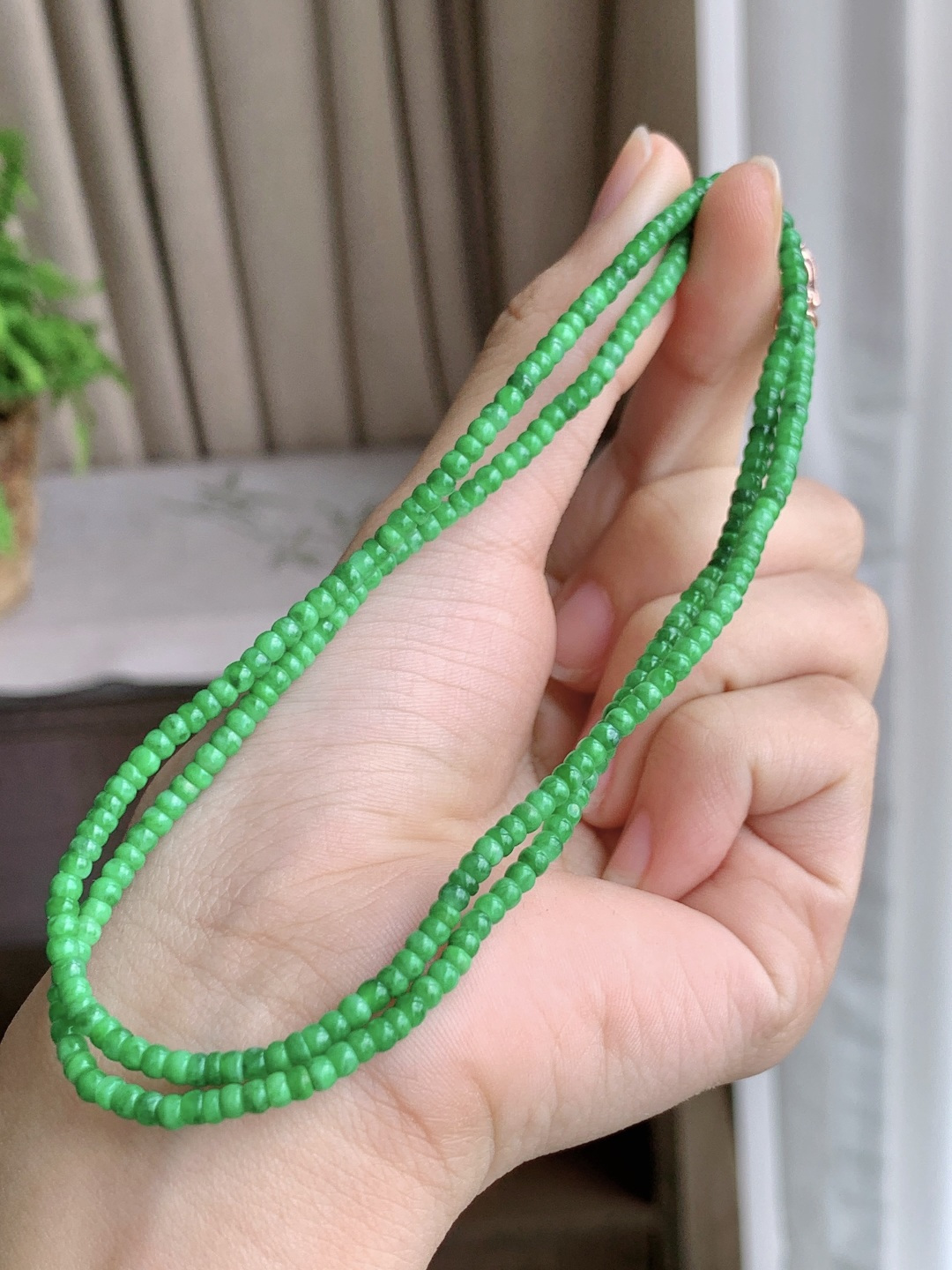 冰阳绿珠链算盘珠子珠链 性比高 2.9-1.8mm