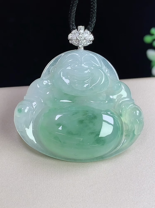 18k金镶飘花佛公，无裂，尺寸32.1-36.7-6.6mm，j10ybg