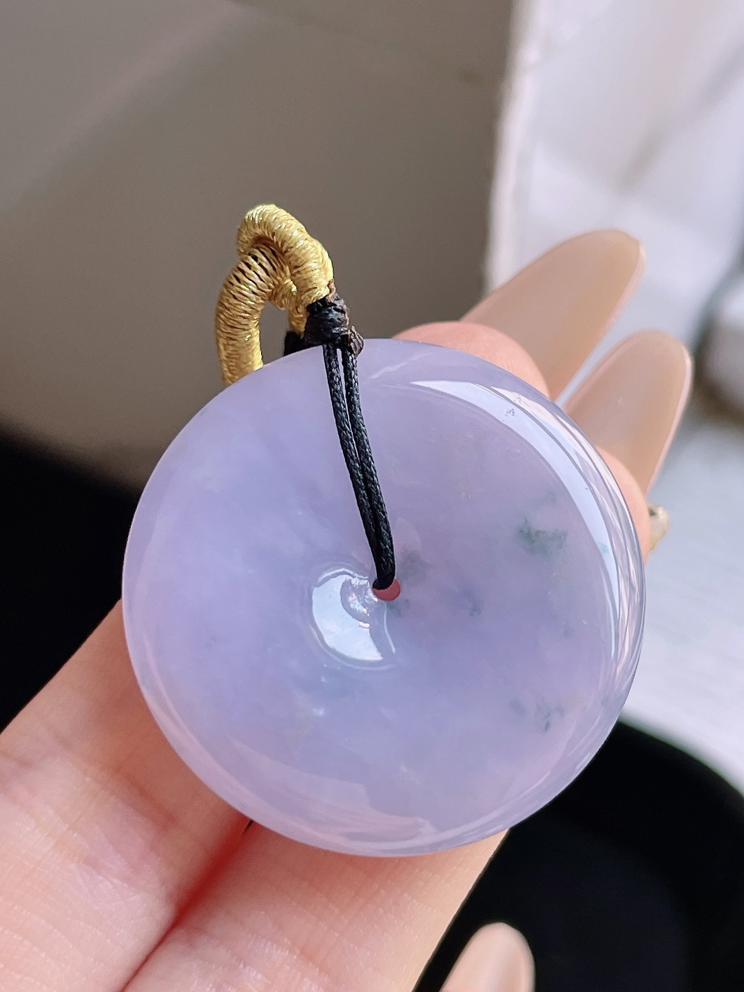 冰紫罗兰飘花平安扣, 色泽浓郁, 裸石 33/6.9