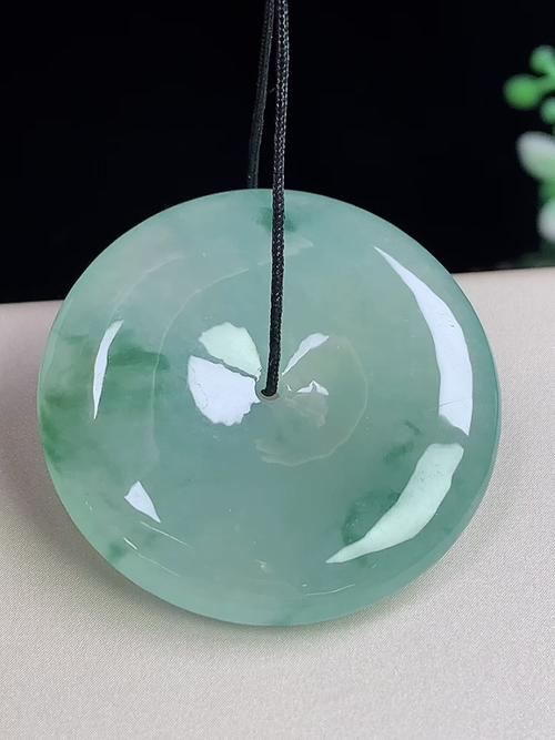 冰飘花平安扣，无裂，尺寸33.7-6.1mm，j10jwa6