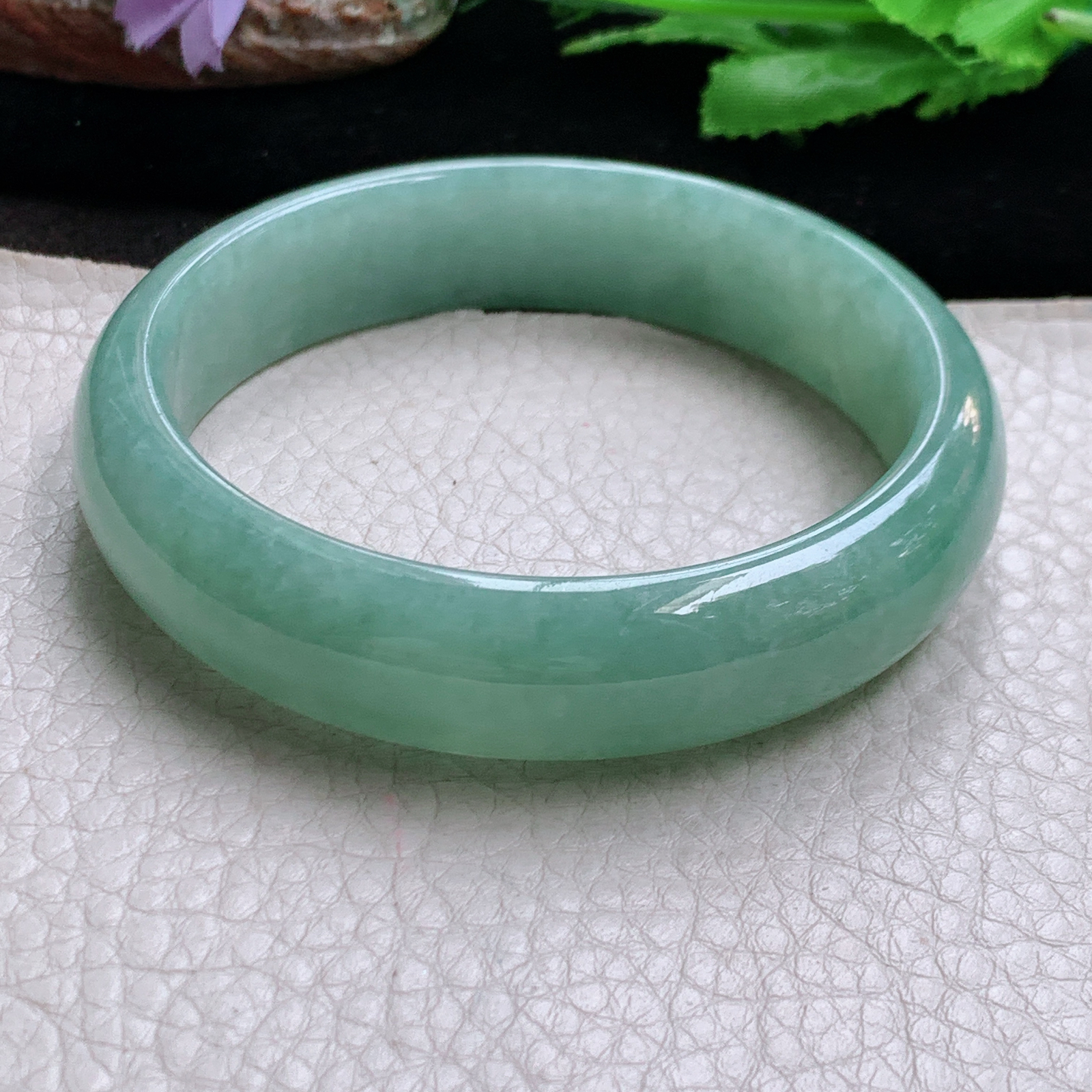 js大圈口61*15.3*7.8轮胎镯 缅甸翡翠a货高品质胶感满绿宽边玉手镯