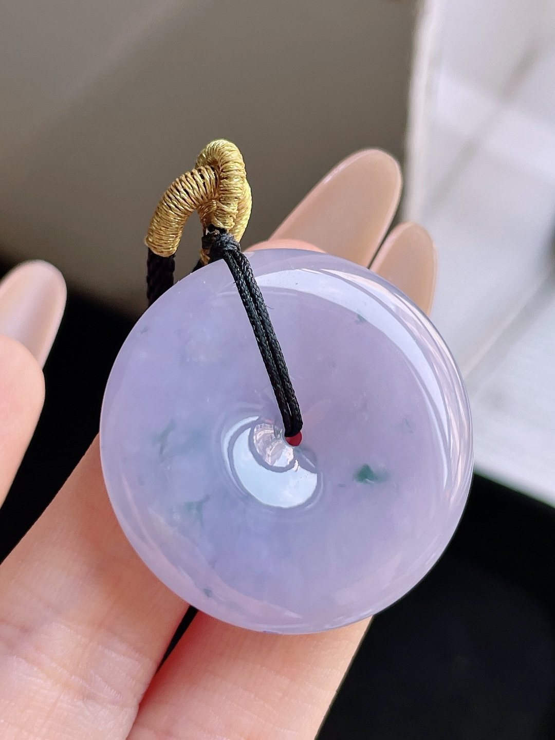 冰紫罗兰飘花平安扣, 色泽浓郁, 裸石 33/6.9