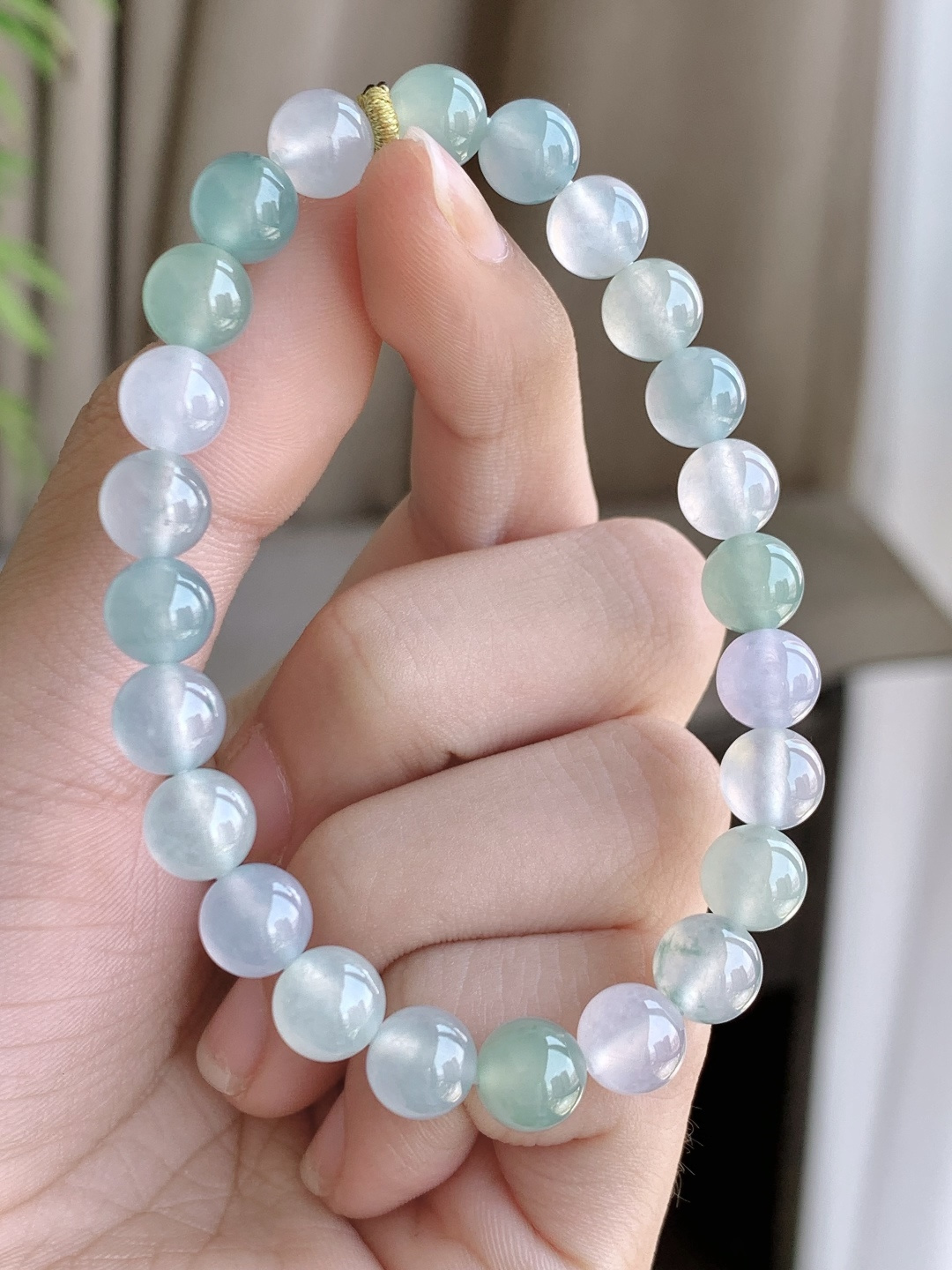 【珠子】冰晴水手串圆珠子手串 【说明】缅甸  性比高 【尺寸】7.5mm 【重量】17.6克