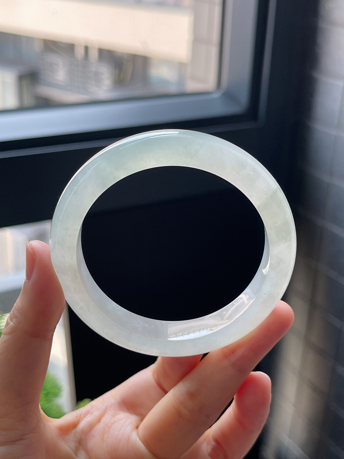 圈口55.5，冰-冰糯翡翠白月光翡翠正圈手镯9.11