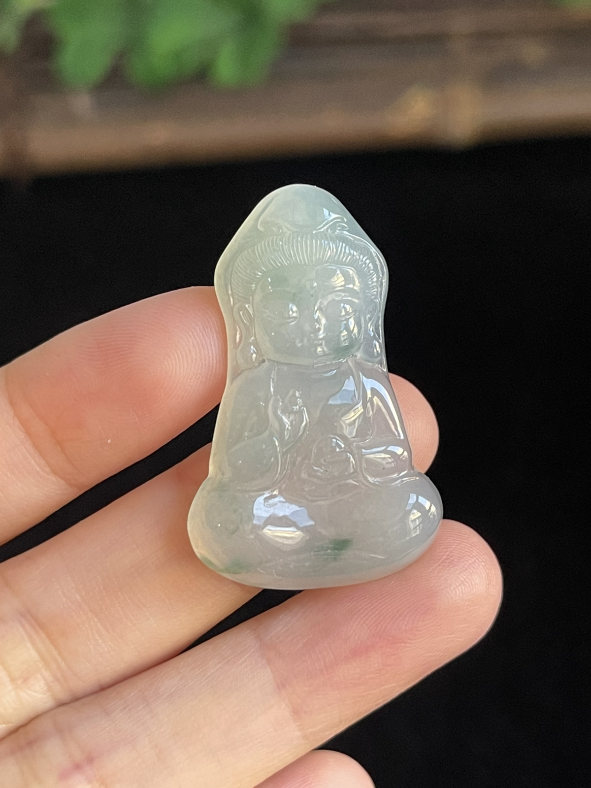 翡翠冰糯种绿色吊坠