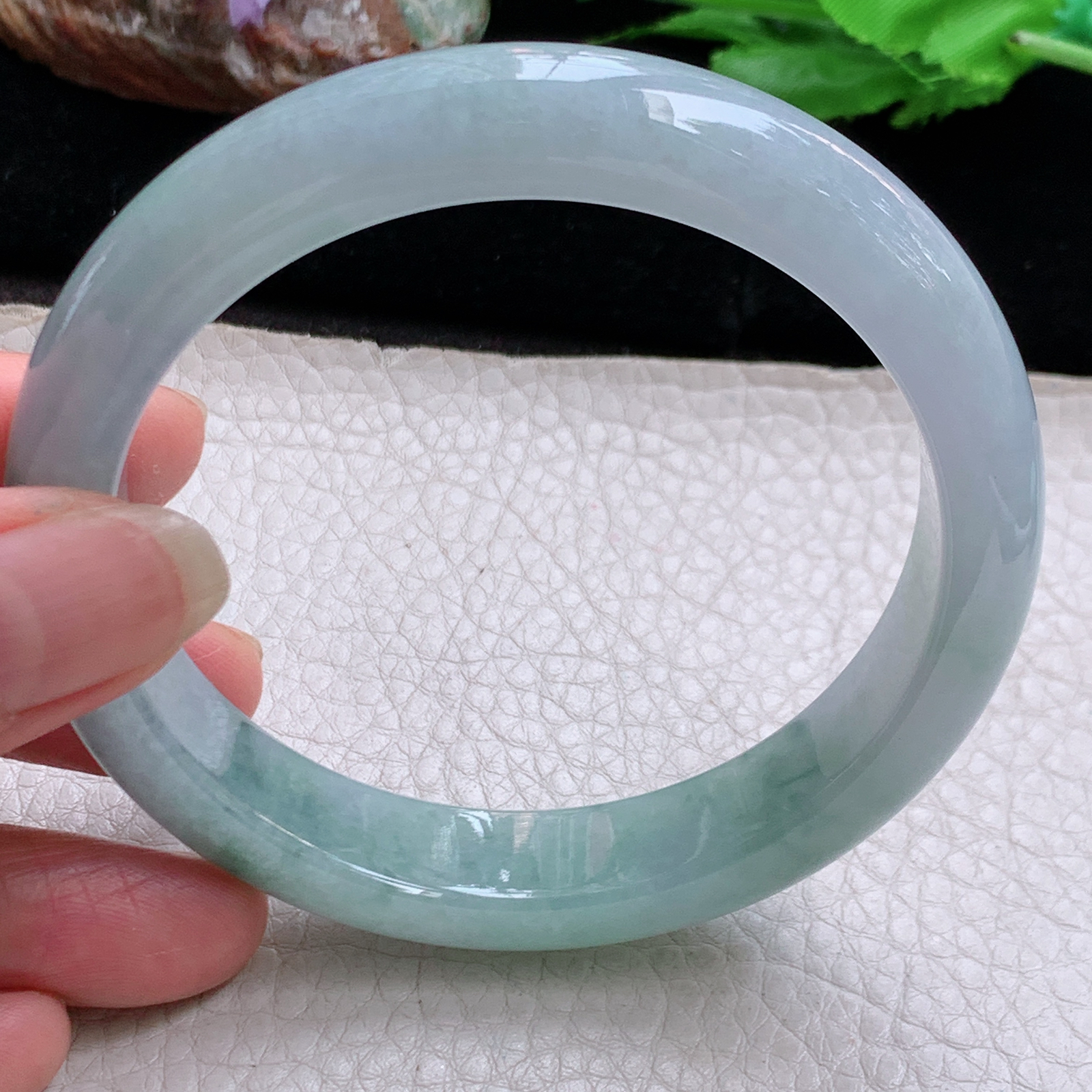 jx大圈口62.5*13.3*8.7平安镯 缅甸翡翠a货高品质胶感飘花大气宽边玉手镯