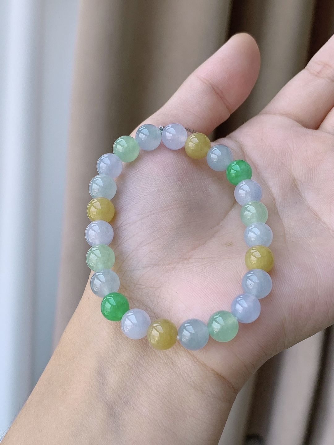 【珠子】冰多宝手串圆珠珠子手串 【说明】缅甸 性比高 【尺寸】7.7mm 【重量】20克