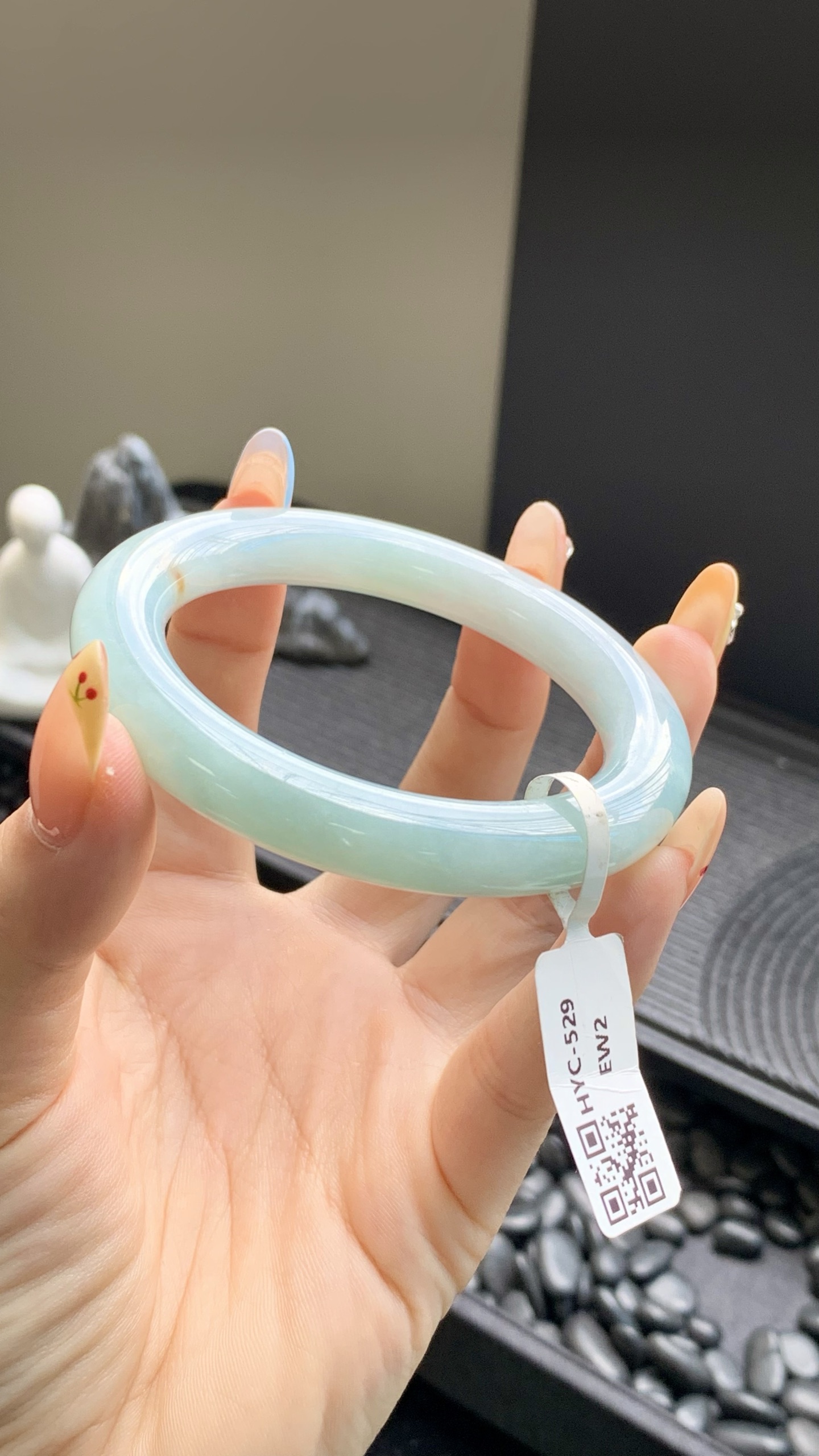 晴蓝洒金圆条成品 HYC-529 尺寸：54.5-9-10