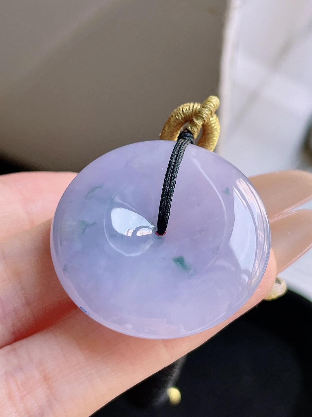 冰紫罗兰飘花平安扣, 色泽浓郁, 裸石 33/6.9