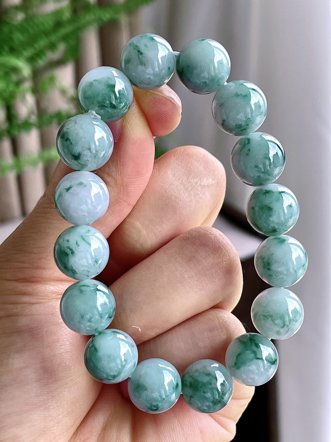 【珠子】冰飘花手串圆珠珠子手串【说明】性比高【尺寸】12.9mm【重量】57克