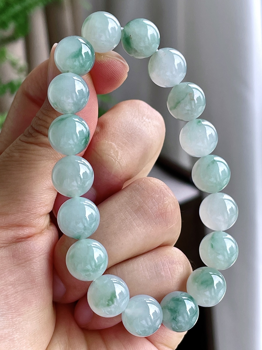 【珠子】冰飘花手串圆珠珠子手串【说明】性比高【尺寸】10.7mm【重量】40.6克