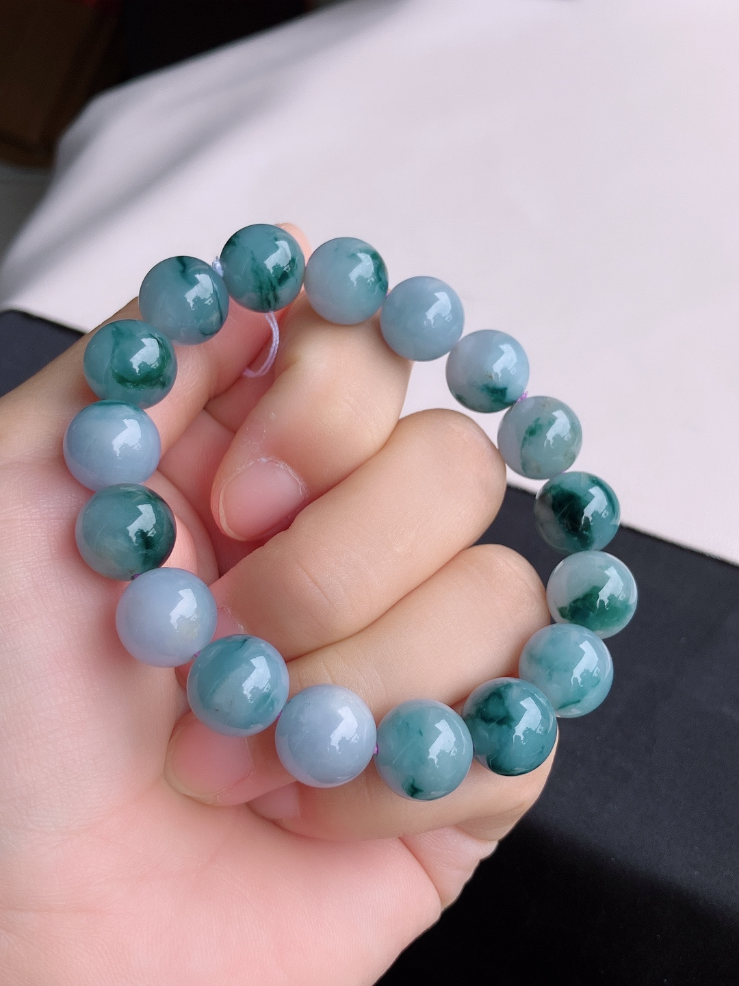 冰紫飘花手链，花色清爽，尺寸12/自然光实拍