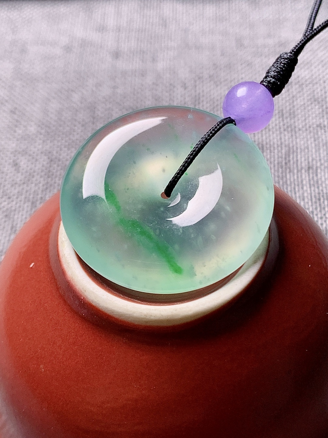 ️飘绿平安扣，水润种老 0911 尺寸25.4*5.8