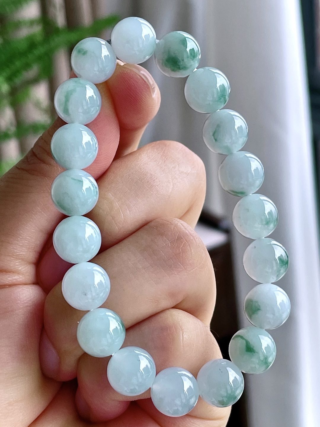 【珠子】冰飘花手串圆珠珠子手串【说明】性比高【尺寸】9.8mm【重量】32克
